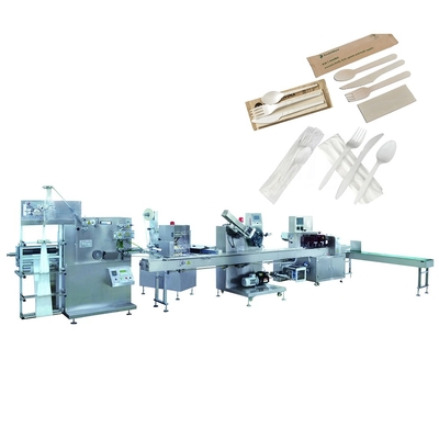Spoon Knife Fork Wet Wipe Tissue Paper Auto Feeding Counting Packing Making Machine Plastic Packaging Price Disposable